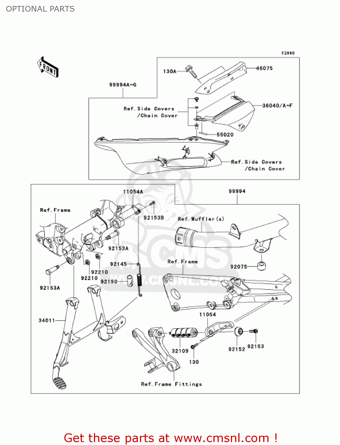 OPTIONAL PARTS ZX1400A7F NINJA ZX14 2007 USA CALIFORNIA CANADA