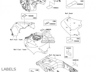 LABELS - ZX1400A7F NINJA ZX14 2007 USA CALIFORNIA CANADA