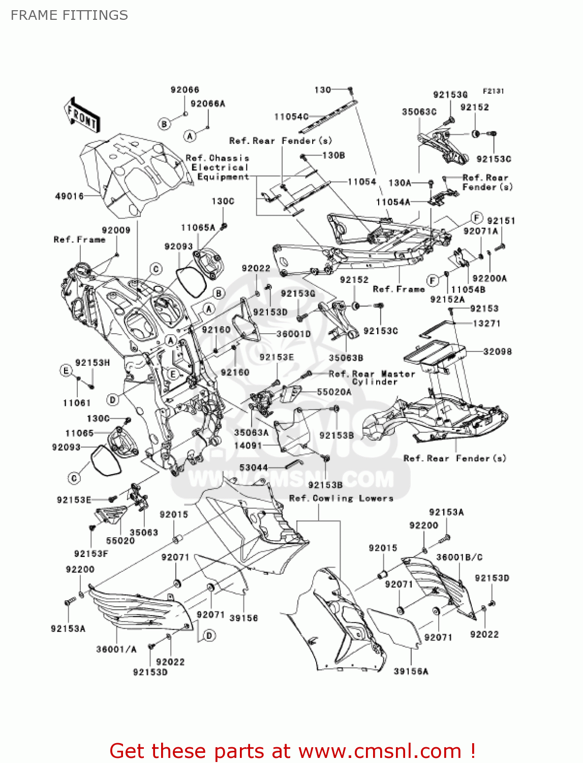 FRAME FITTINGS ZX1400A7FA NINJA ZX14 2007 USA CALIFORNIA