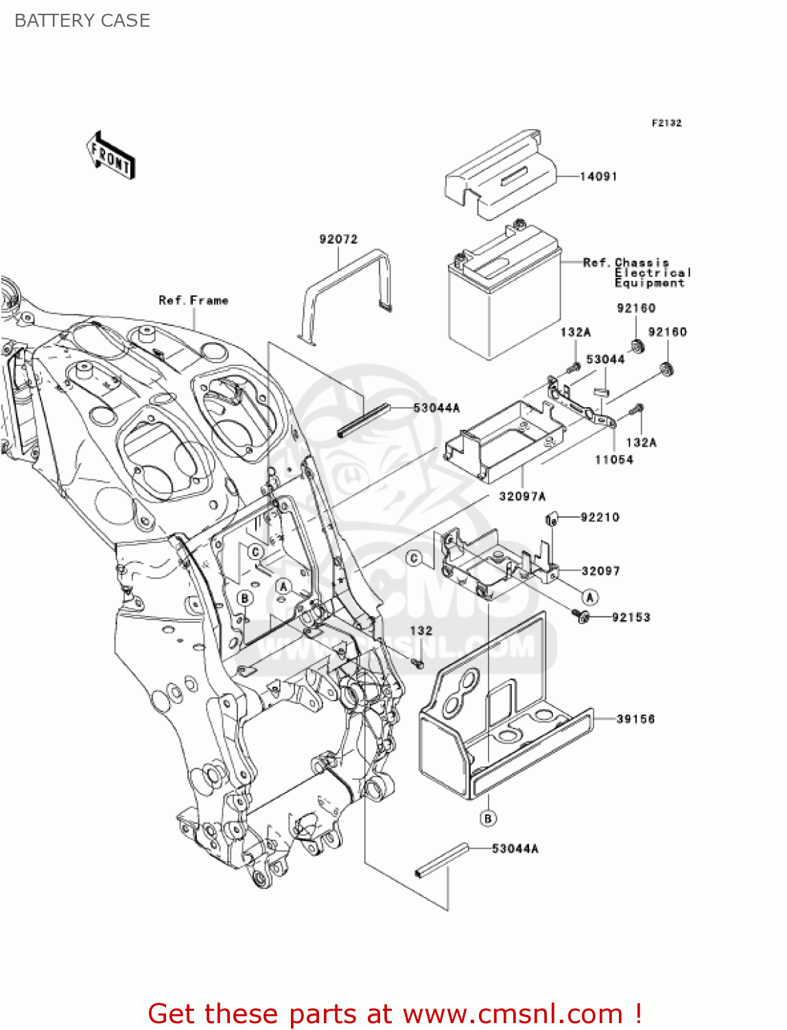 BATTERY CASE ZX1400A7FA NINJA ZX14 2007 USA CALIFORNIA