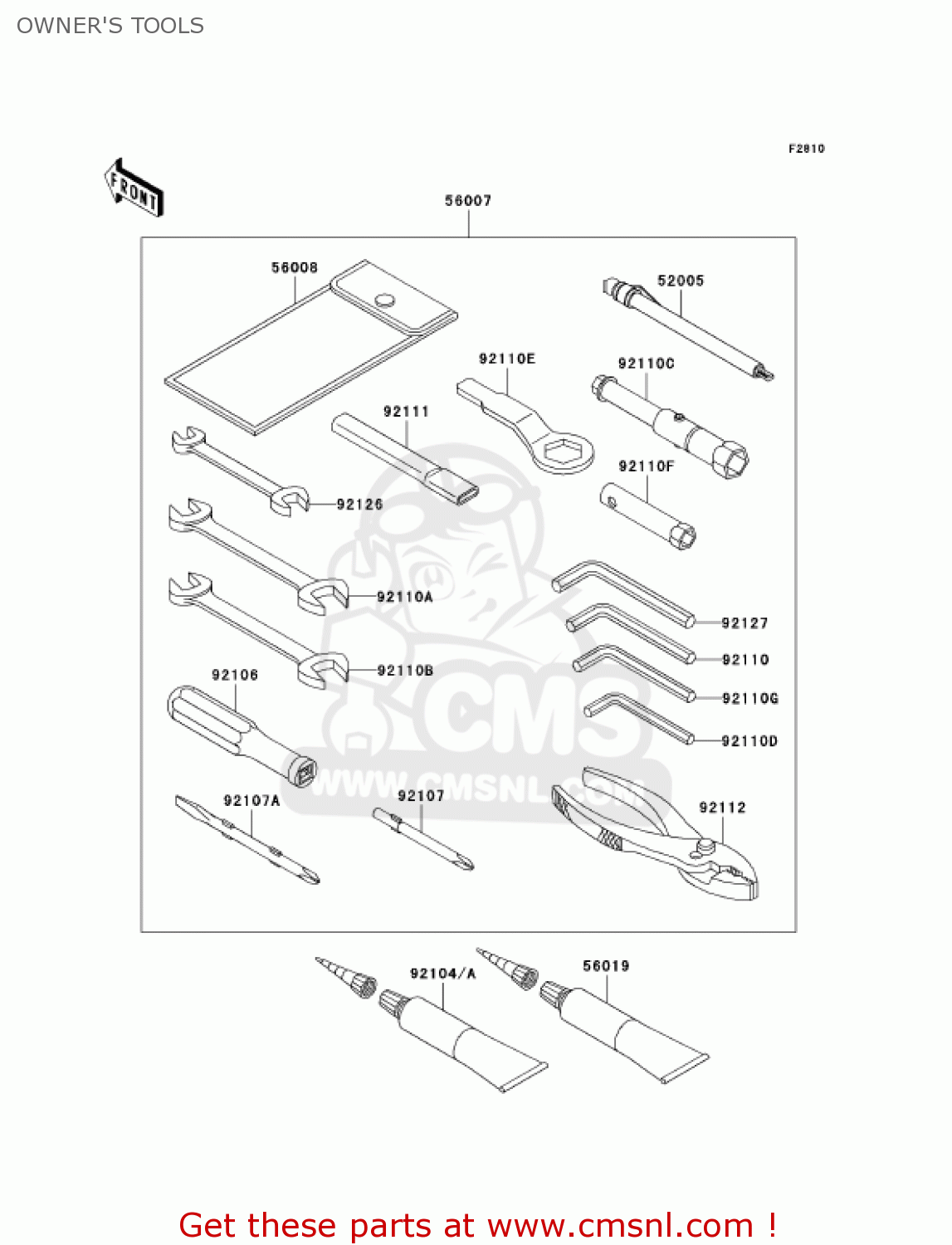 OWNER'S TOOLS ZX1400A7FA NINJA ZX14 2007 USA CALIFORNIA