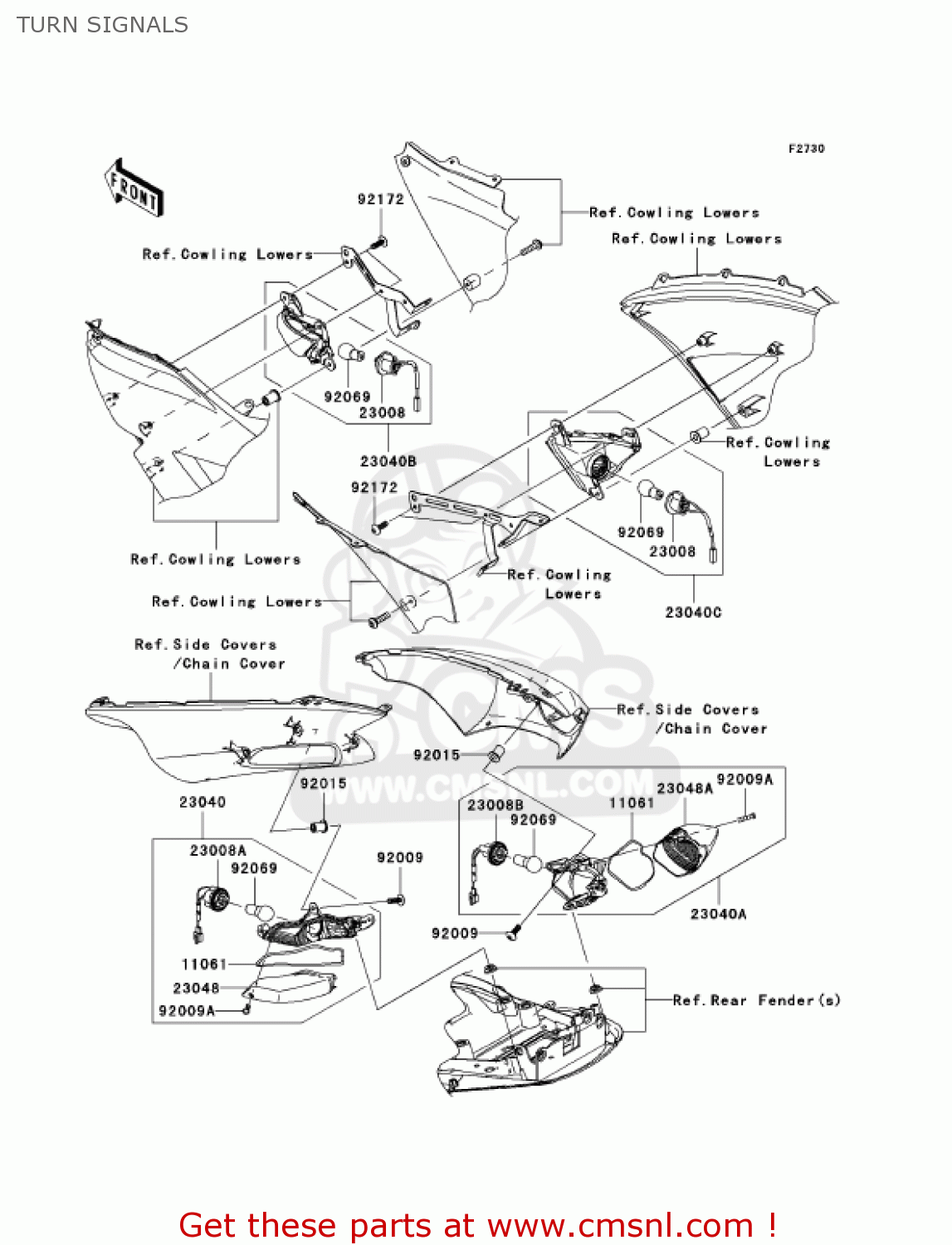 TURN SIGNALS ZX1400A7FA NINJA ZX14 2007 USA CALIFORNIA