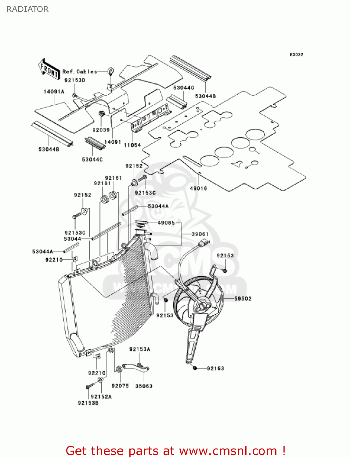 RADIATOR ZX1400A7FA NINJA ZX14 2007 USA CALIFORNIA