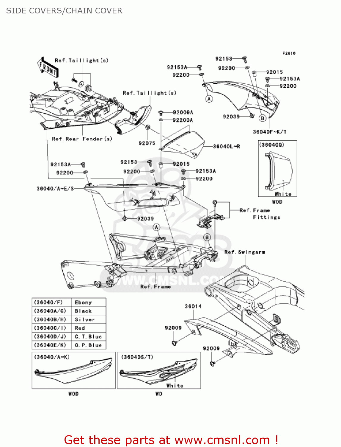 SIDE COVERS/CHAIN COVER ZX1400A7FA NINJA ZX14 2007 USA CALIFORNIA