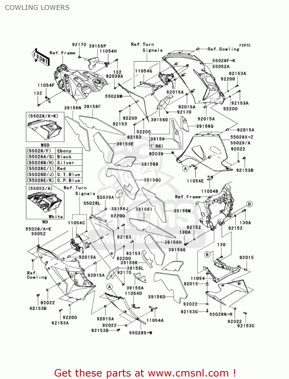 COWLING LOWERS ZX1400A7FA NINJA ZX14 2007 USA CALIFORNIA