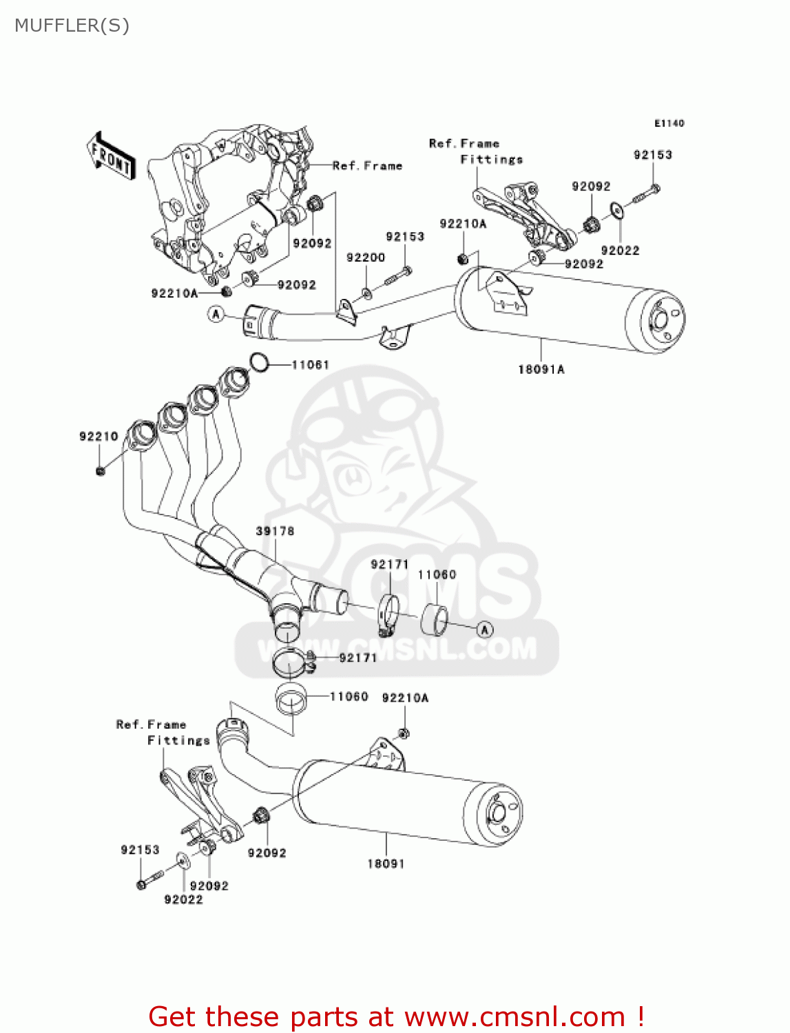 MUFFLER(S) ZX1400A7FA NINJA ZX14 2007 USA CALIFORNIA