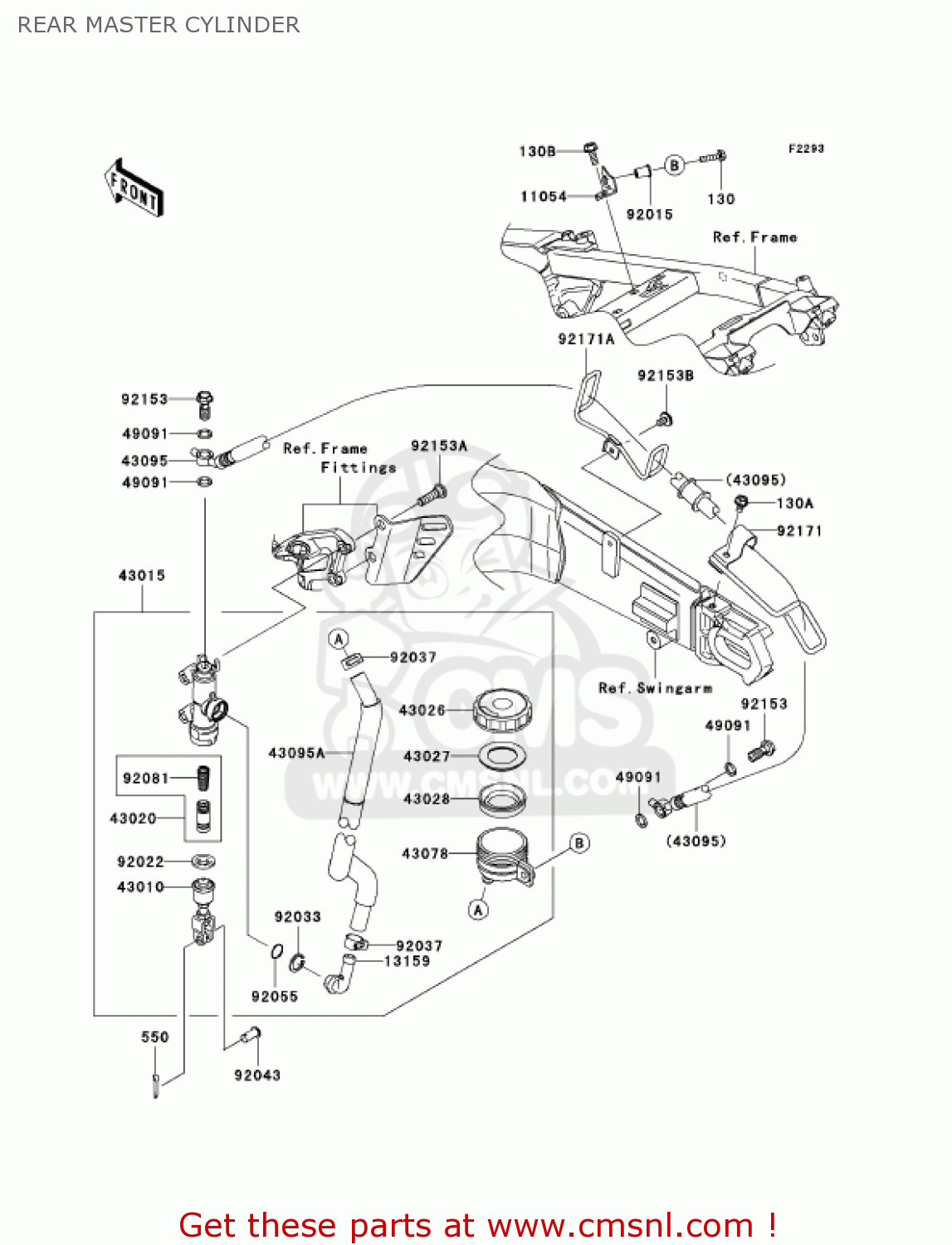 REAR MASTER CYLINDER ZX1400A7FA NINJA ZX14 2007 USA CALIFORNIA