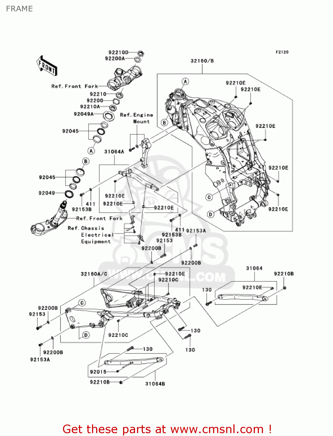 FRAME ZX1400A7FA NINJA ZX14 2007 USA CALIFORNIA