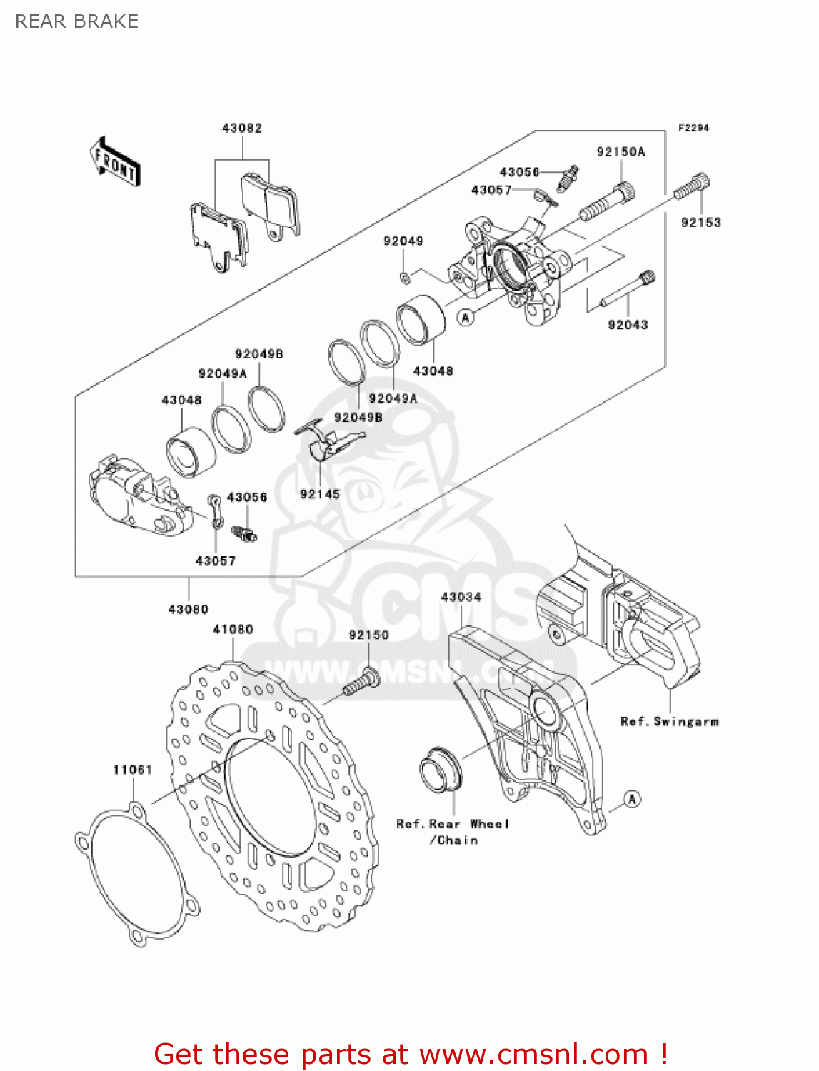 REAR BRAKE ZX1400A7FA NINJA ZX14 2007 USA CALIFORNIA