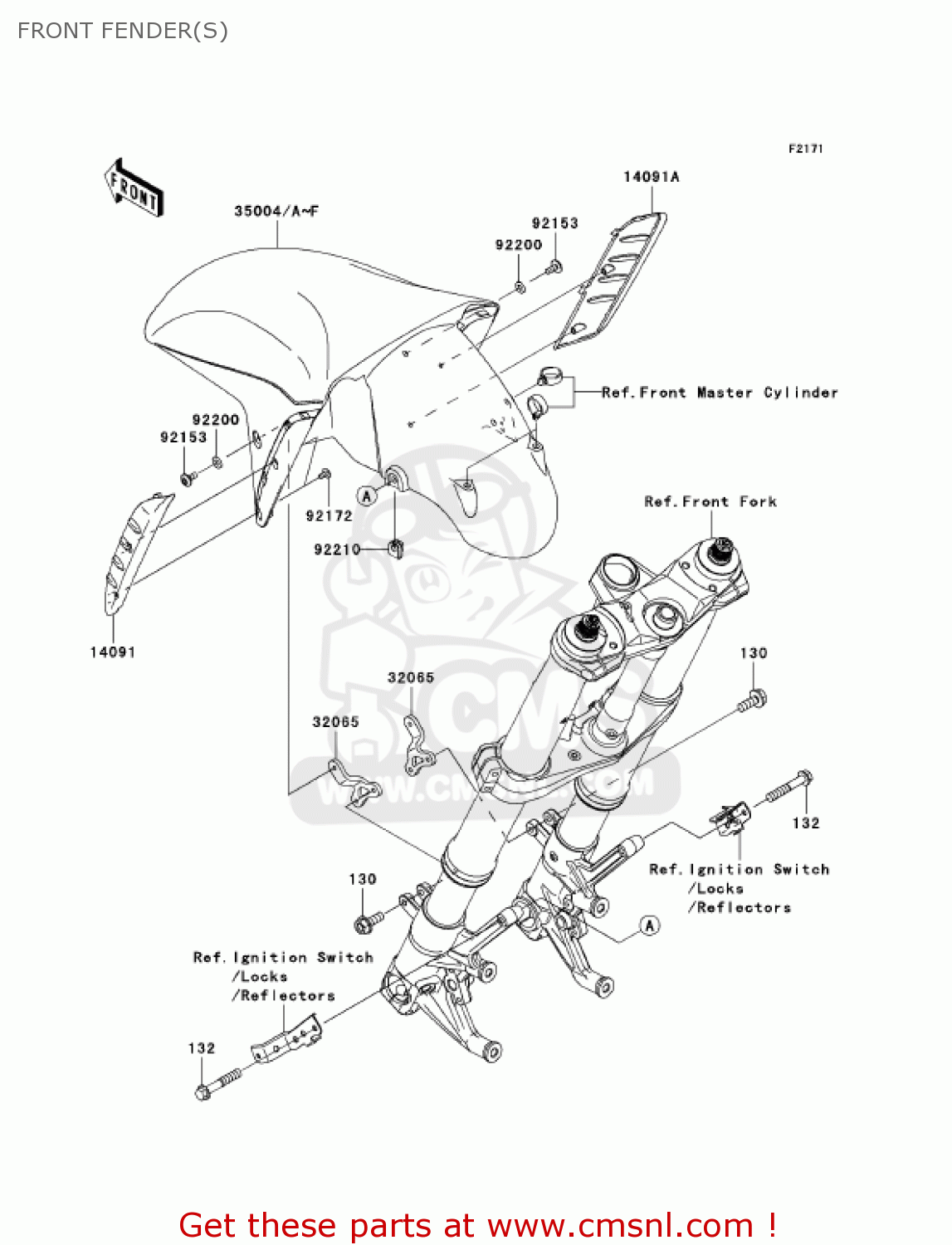 FRONT FENDER(S) ZX1400A7FA NINJA ZX14 2007 USA CALIFORNIA
