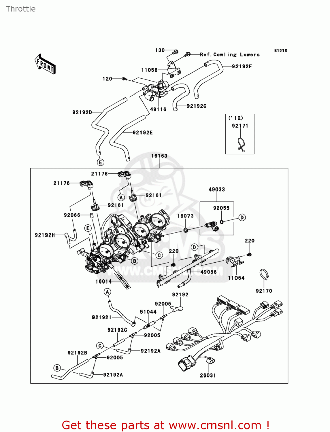 Kawasaki ZX1400ECFA NINJA ZX14R 2012 USA Throttle - buy original 