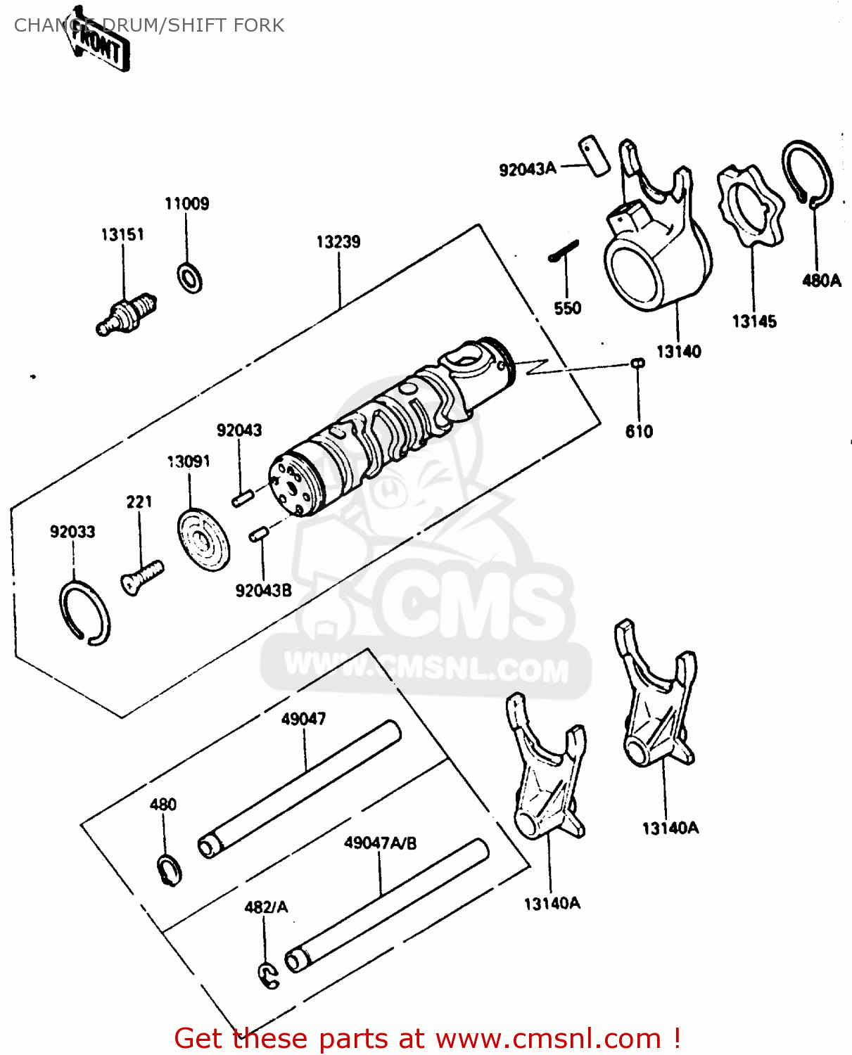CHANGE DRUM/SHIFT FORK ZX400C2 1985 EUROPE UK FR GR SD SP