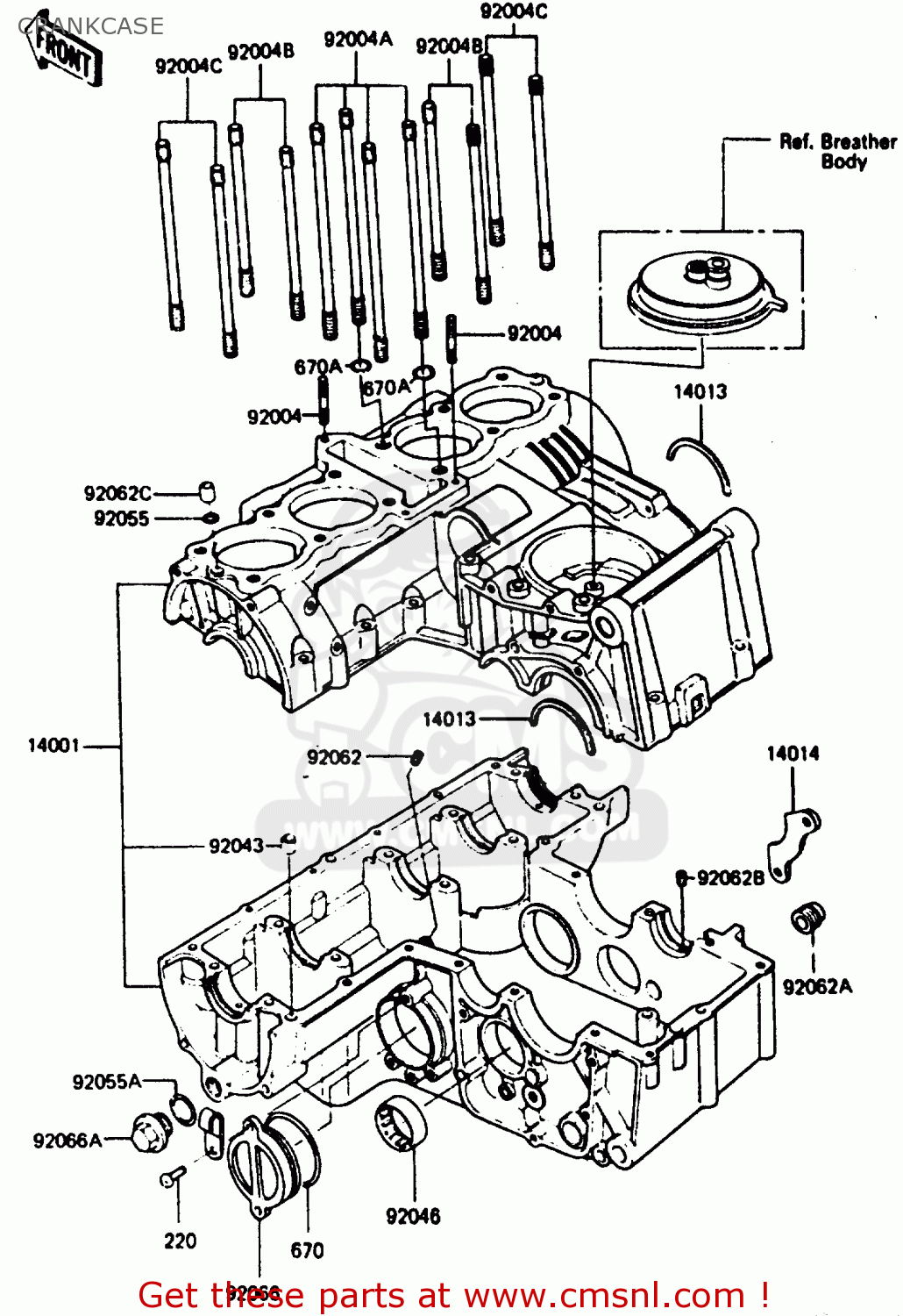 CRANKCASE ZX400C2 1985 EUROPE UK FR GR SD SP