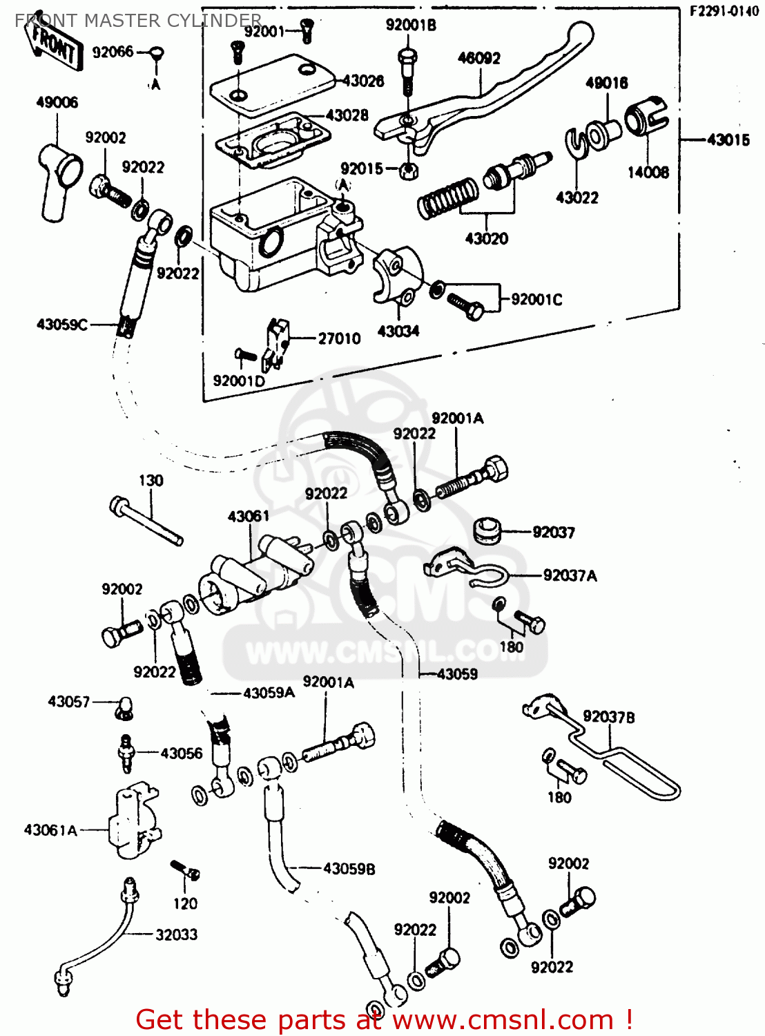 FRONT MASTER CYLINDER ZX400C2 1985 EUROPE UK FR GR SD SP