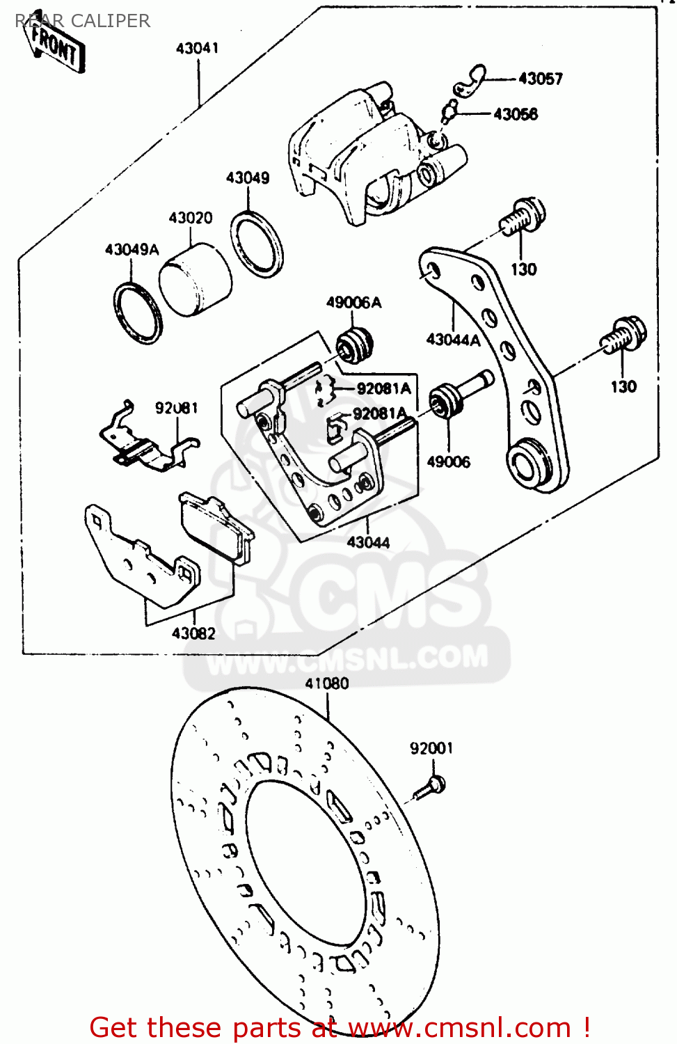 REAR CALIPER ZX400C2 1985 EUROPE UK FR GR SD SP