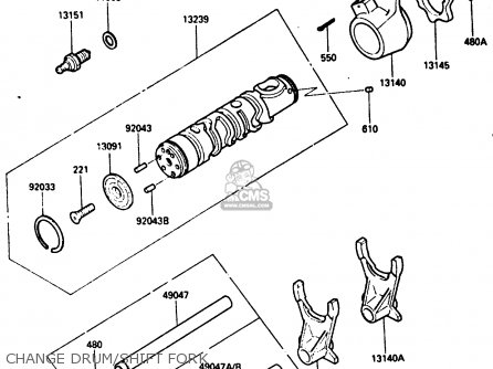 CHANGE DRUM/SHIFT FORK - ZX400C2 1985 EUROPE UK FR GR SD SP