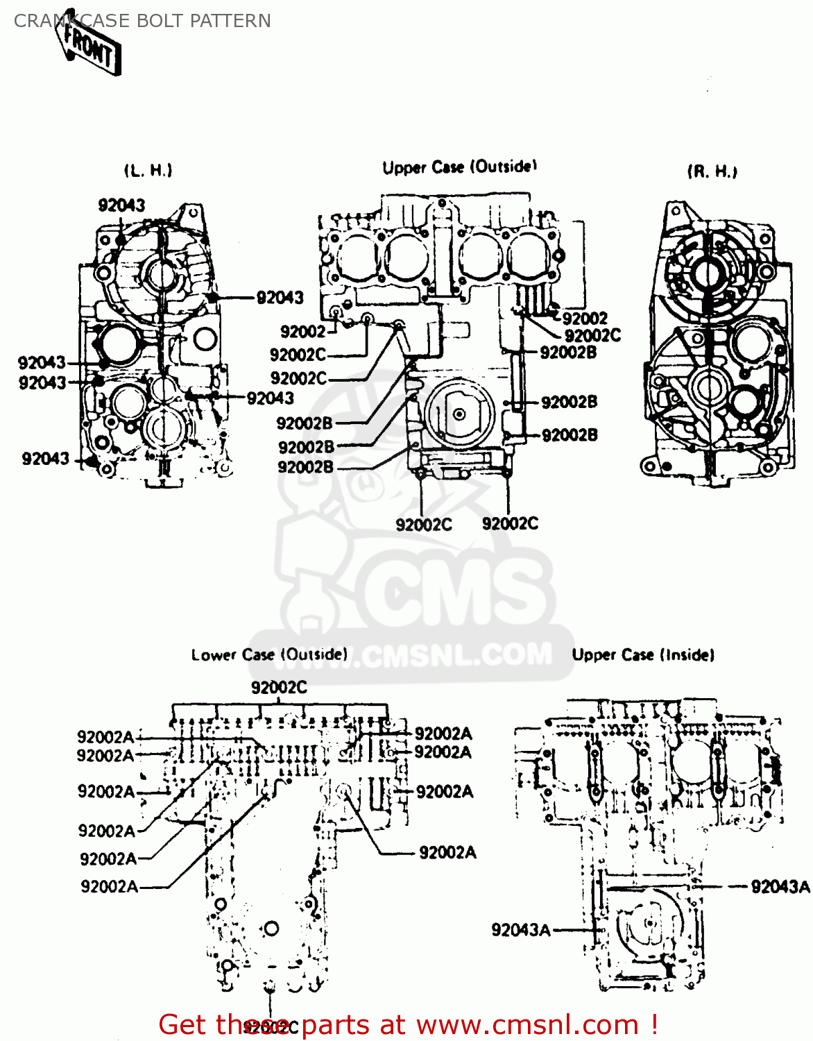 CRANKCASE BOLT PATTERN ZX400C3 1987 UNITED KINGDOM SP ST