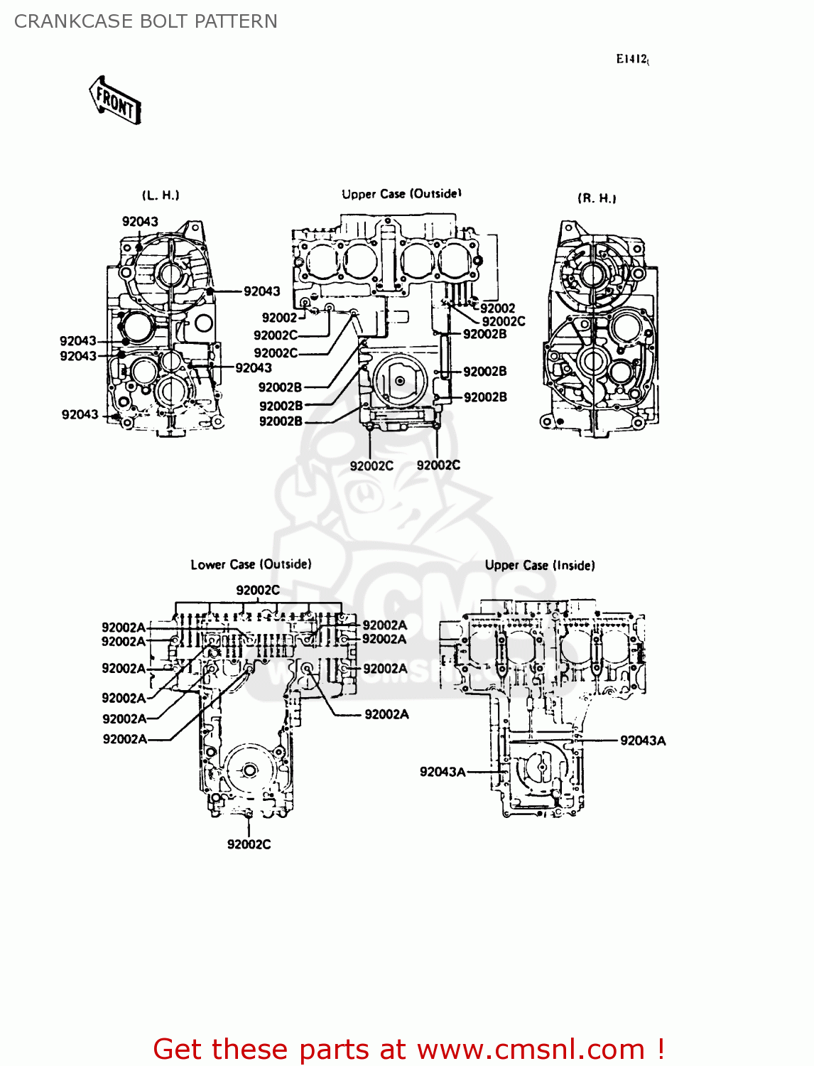 CRANKCASE BOLT PATTERN ZX400C4 Z400FII 1991 SPAIN