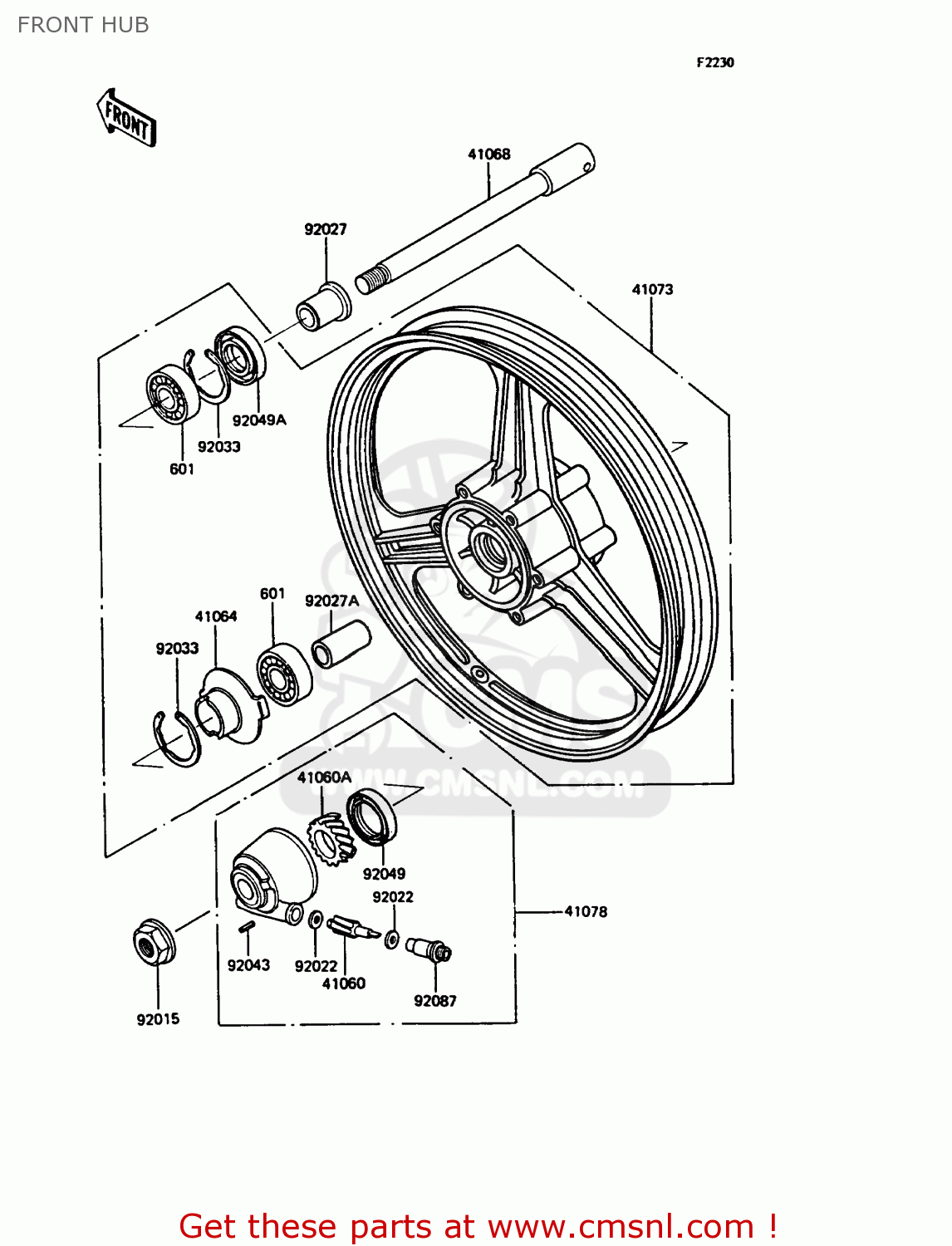 FRONT HUB ZX400C4 Z400FII 1991 SPAIN