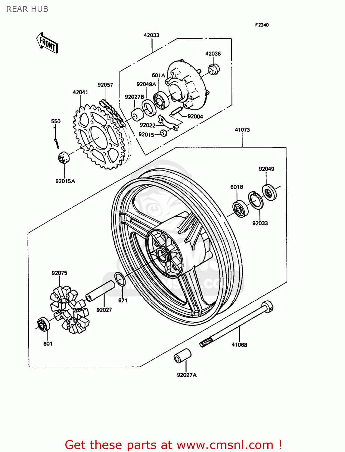 REAR HUB ZX400C4 Z400FII 1991 SPAIN