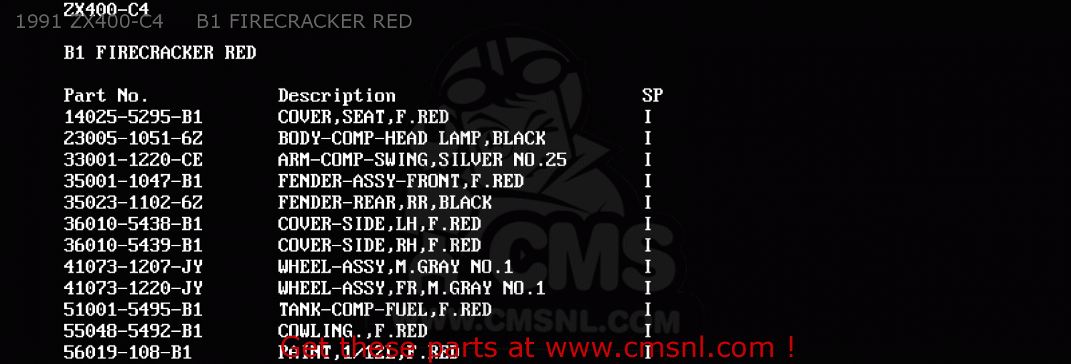 1991 ZX400-C4     B1 FIRECRACKER RED ZX400C4 Z400FII 1991 SPAIN