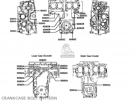 CRANKCASE BOLT PATTERN - ZX400C4 Z400FII 1991 SPAIN