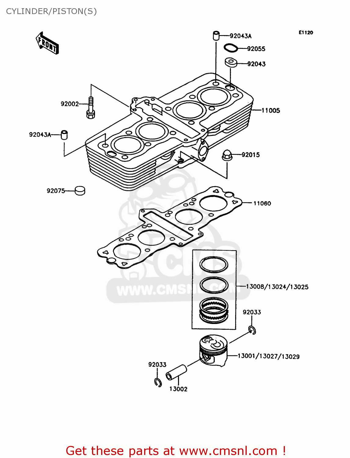 CYLINDER/PISTON(S) ZX400C5 Z400FII 1994 EUROPE