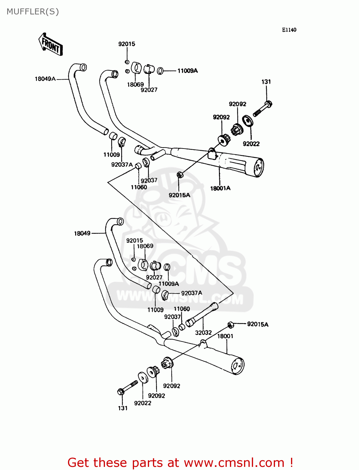MUFFLER(S) ZX400C5 Z400FII 1994 EUROPE