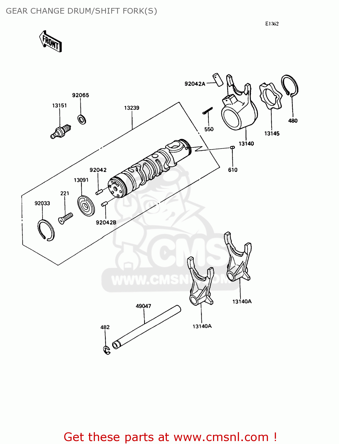 GEAR CHANGE DRUM/SHIFT FORK(S) ZX400C5 Z400FII 1994 EUROPE