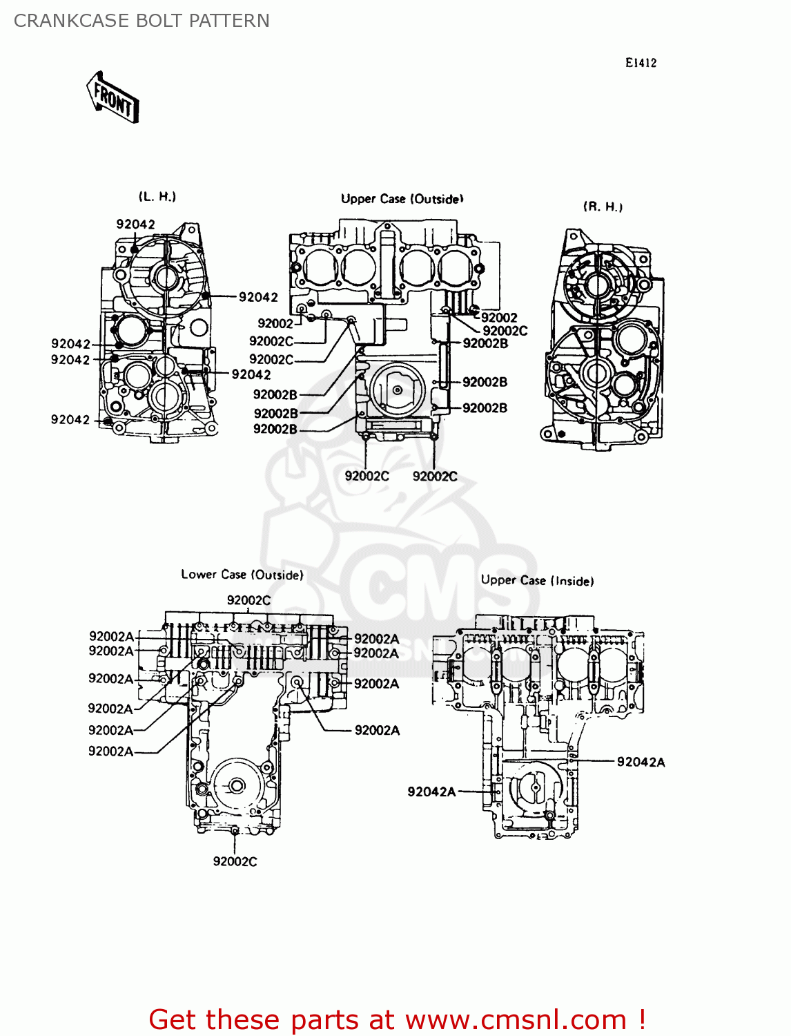 CRANKCASE BOLT PATTERN ZX400C5 Z400FII 1994 EUROPE