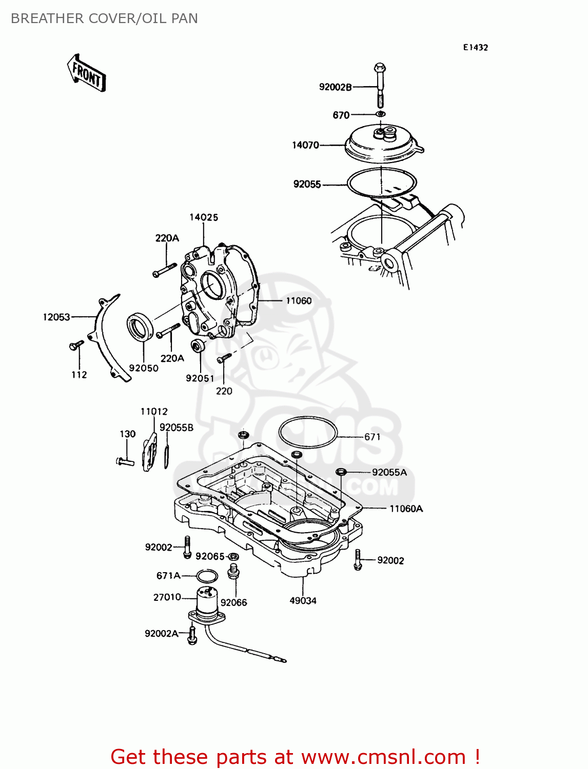BREATHER COVER/OIL PAN ZX400C5 Z400FII 1994 EUROPE