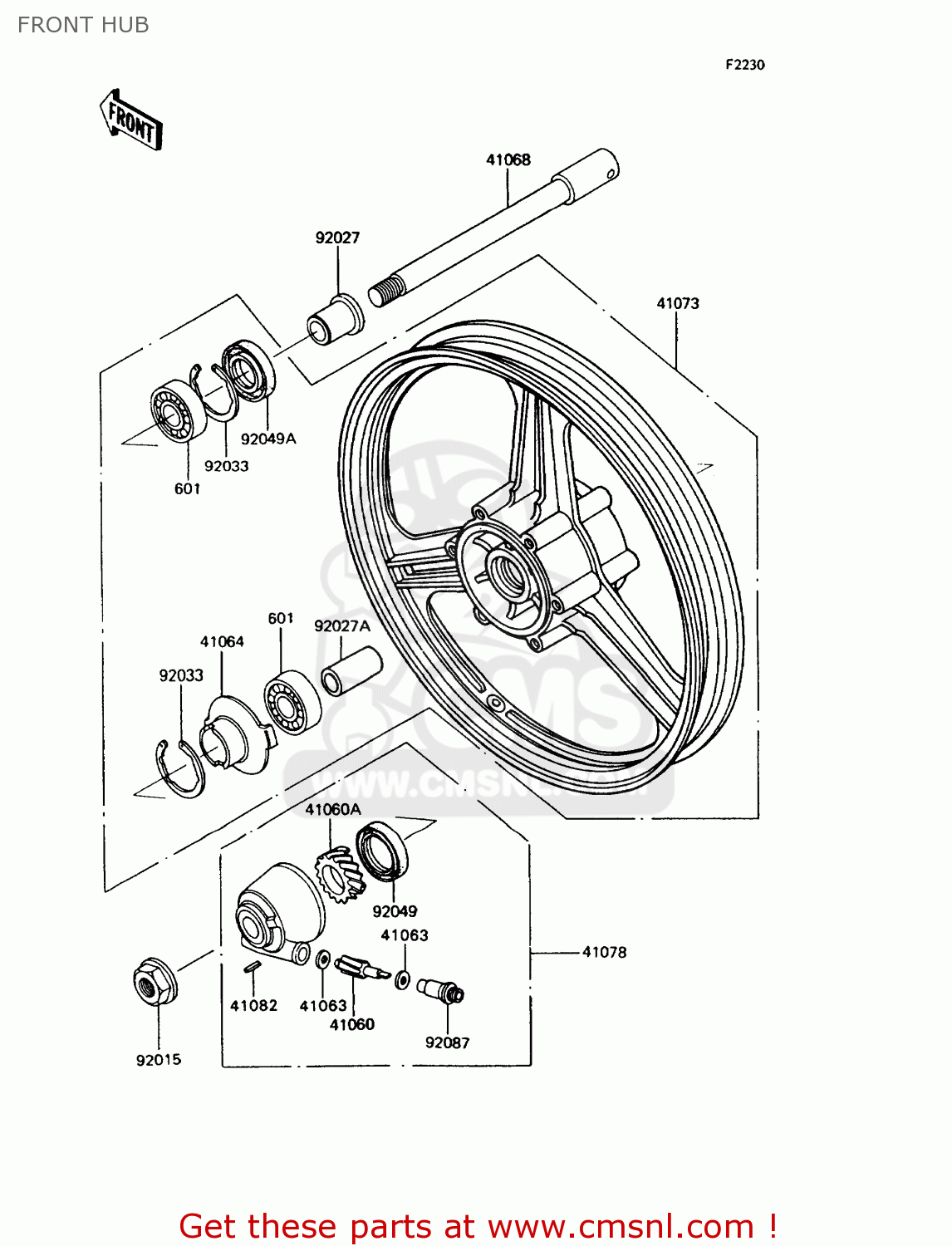 FRONT HUB ZX400C5 Z400FII 1994 EUROPE