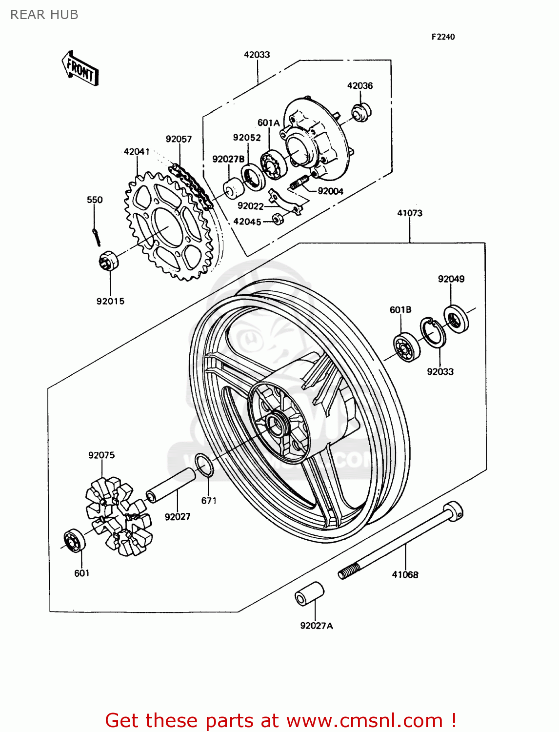 REAR HUB ZX400C5 Z400FII 1994 EUROPE
