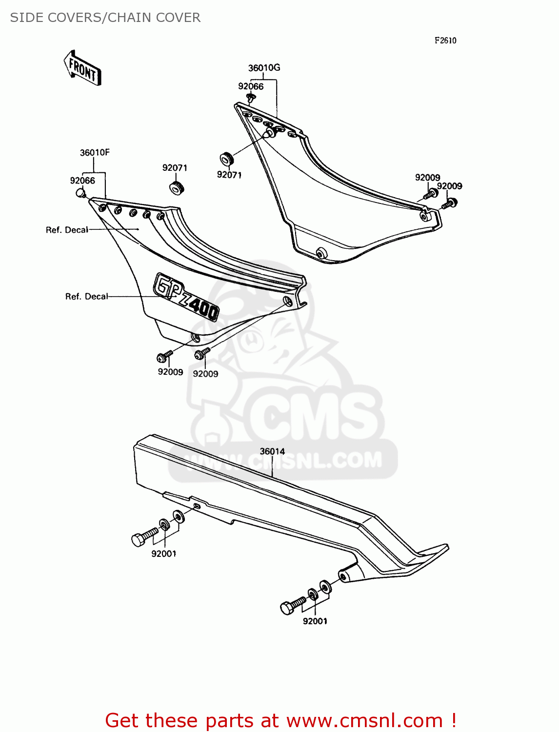 SIDE COVERS/CHAIN COVER ZX400C5 Z400FII 1994 EUROPE