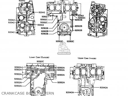 CRANKCASE BOLT PATTERN - ZX400C5 Z400FII 1994 EUROPE