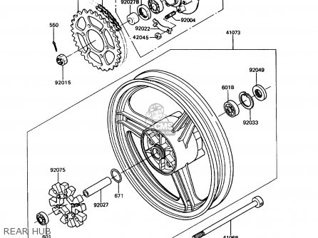 REAR HUB - ZX400C5 Z400FII 1994 EUROPE