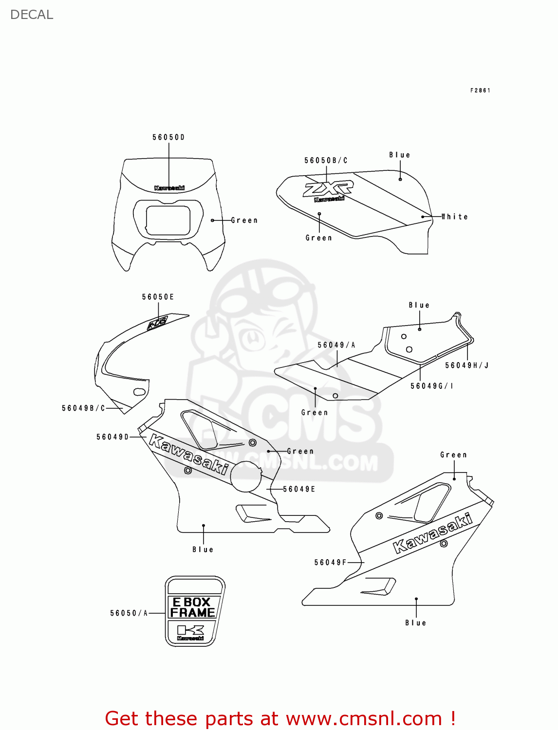 Kawasaki ZX400H2 ZXR400 1990 EUROPE FR AR IT DECAL - buy original DECAL ...