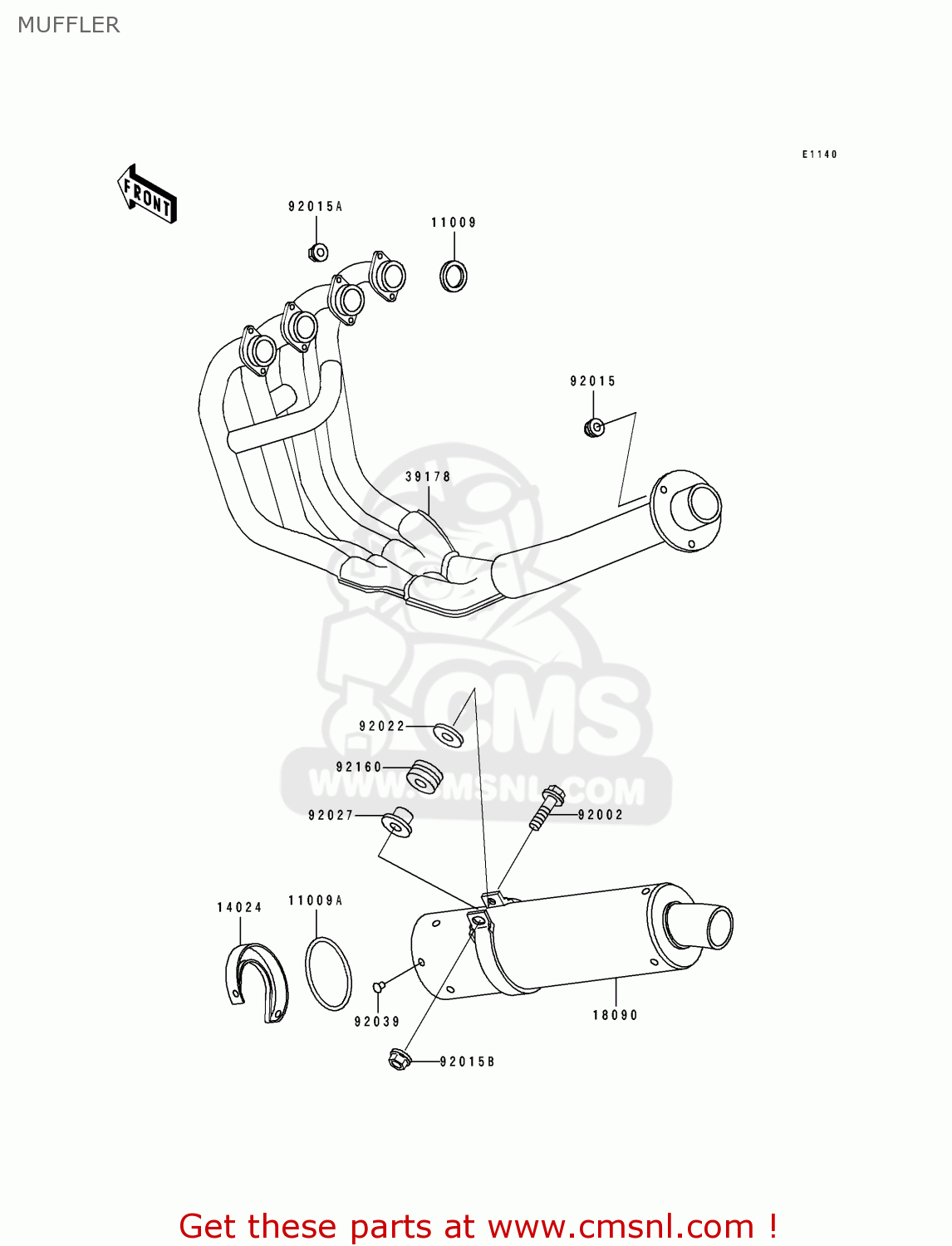 MUFFLER ZX400H2 ZXR400 1990 EUROPE FR AR IT
