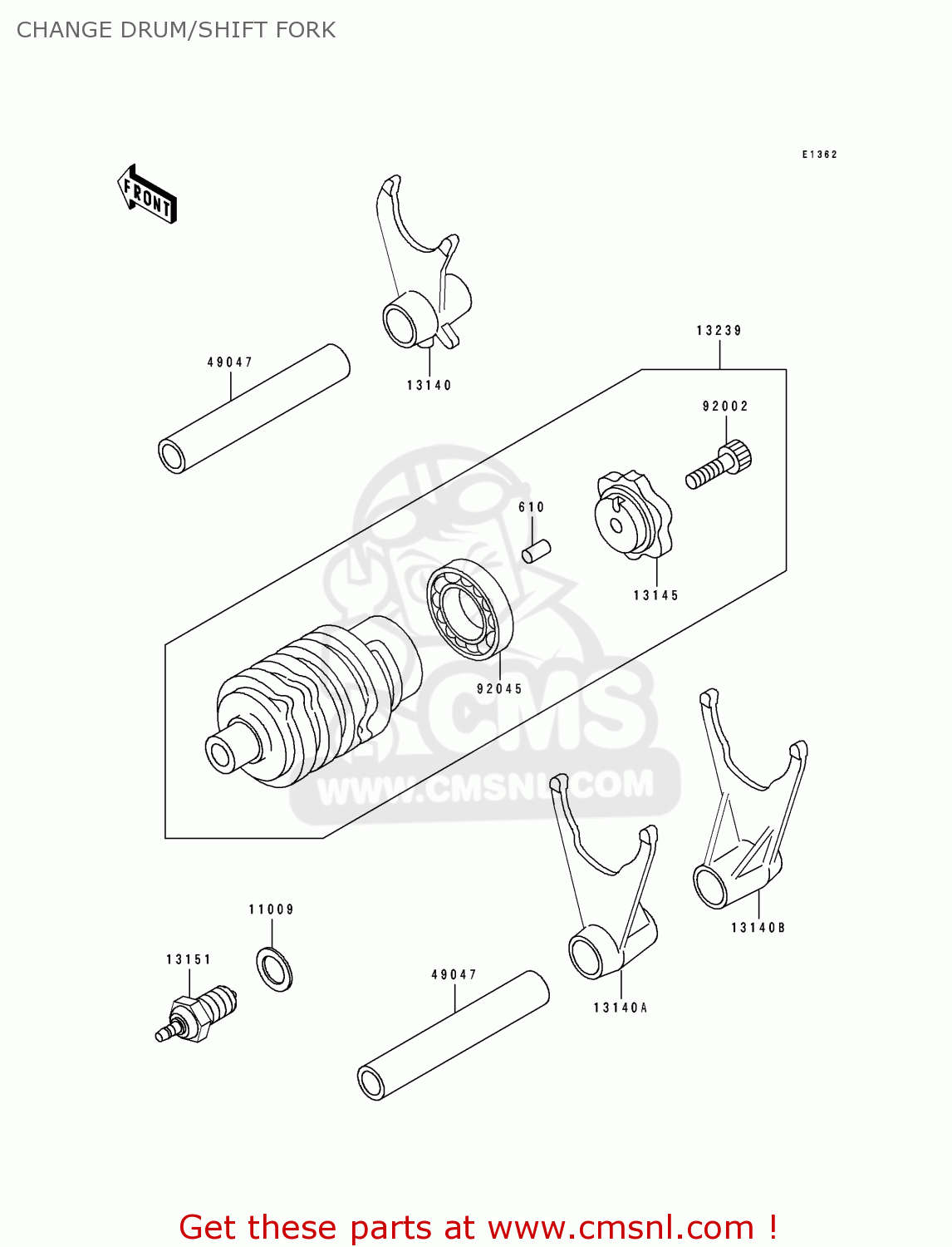 CHANGE DRUM/SHIFT FORK ZX400H2 ZXR400 1990 EUROPE FR AR IT