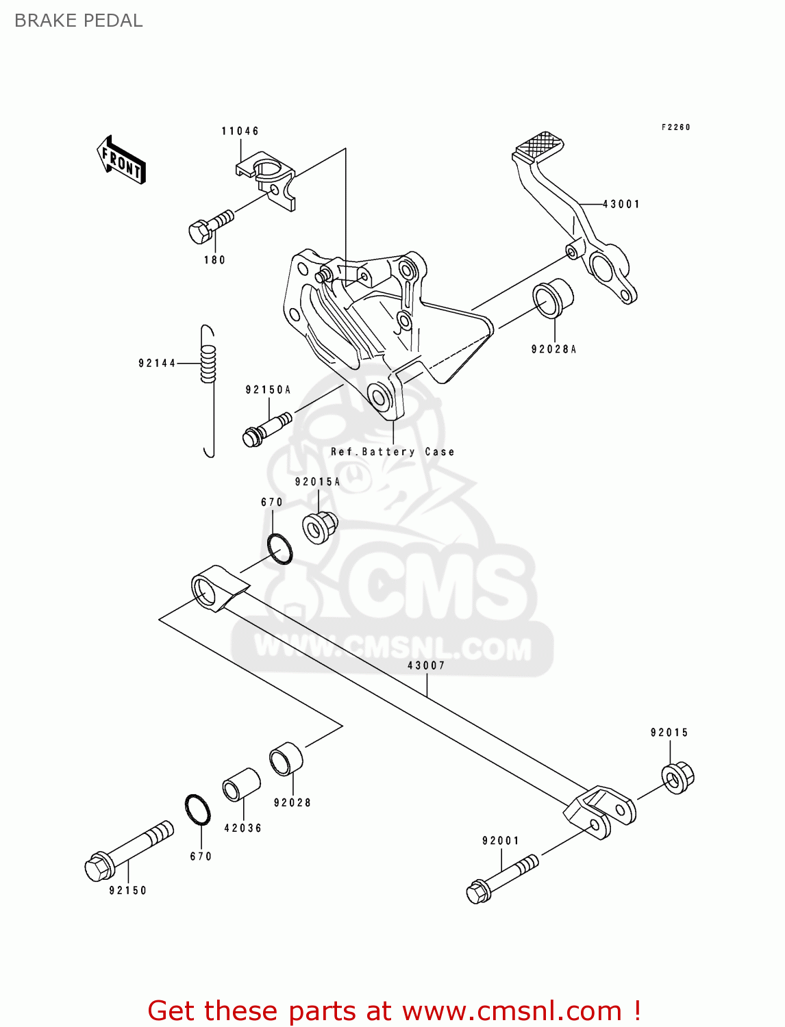 BRAKE PEDAL ZX400H2 ZXR400 1990 EUROPE FR AR IT