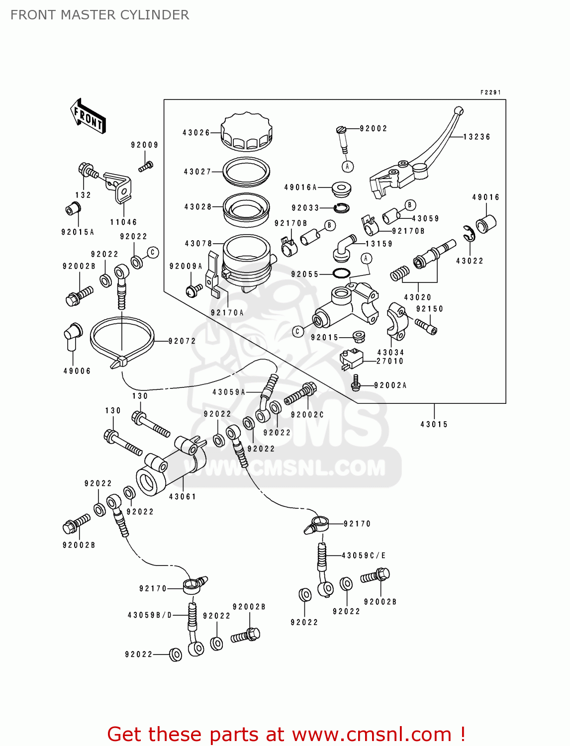 FRONT MASTER CYLINDER ZX400H2 ZXR400 1990 EUROPE FR AR IT