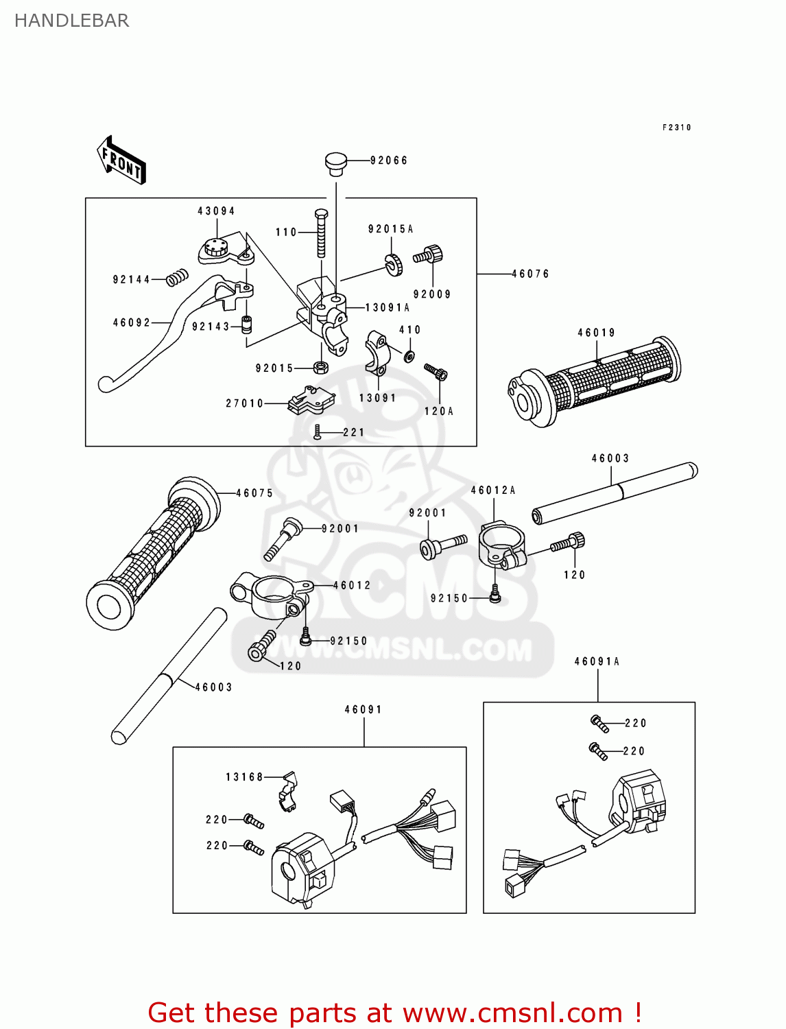 HANDLEBAR ZX400H2 ZXR400 1990 EUROPE FR AR IT