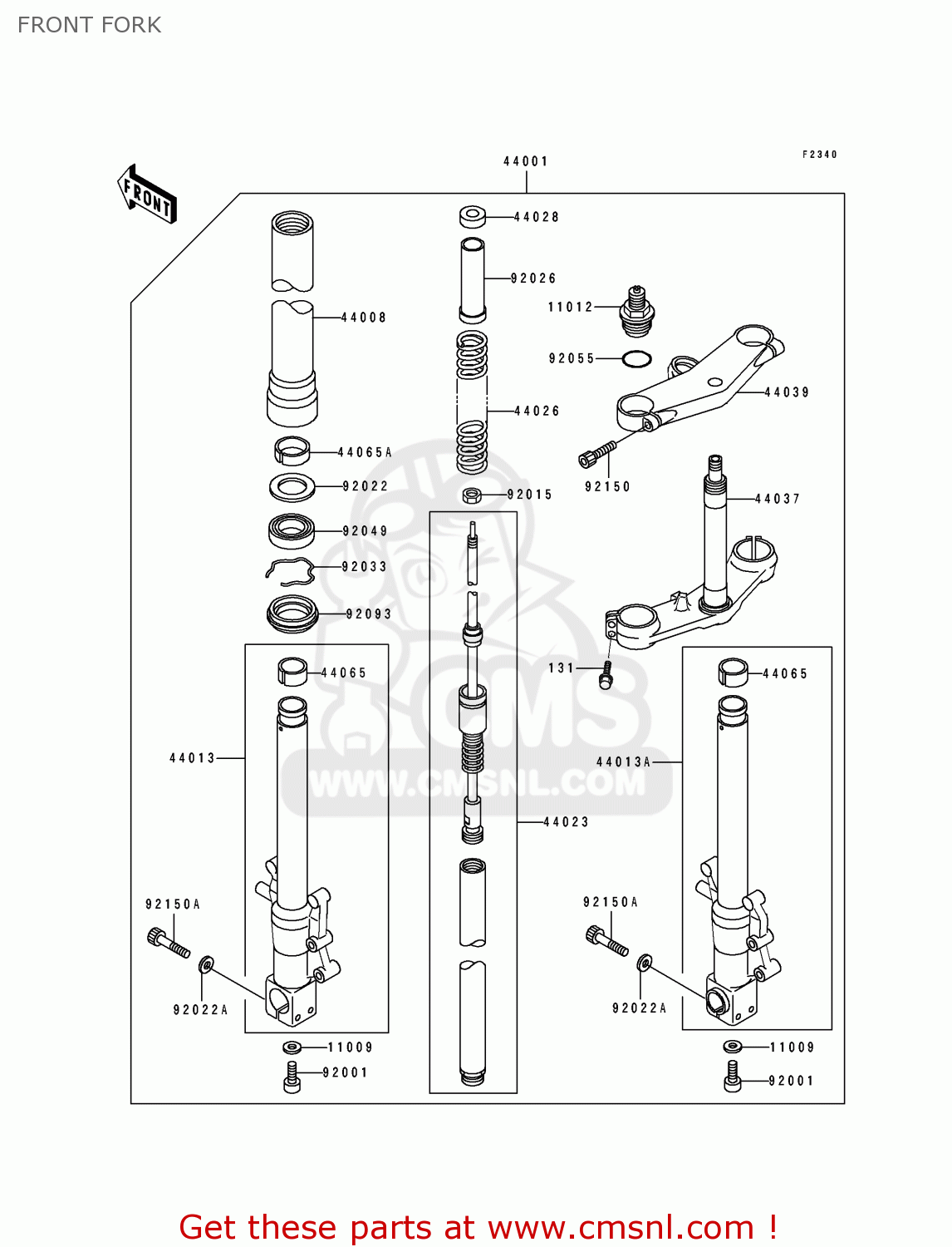 FRONT FORK ZX400H2 ZXR400 1990 EUROPE FR AR IT