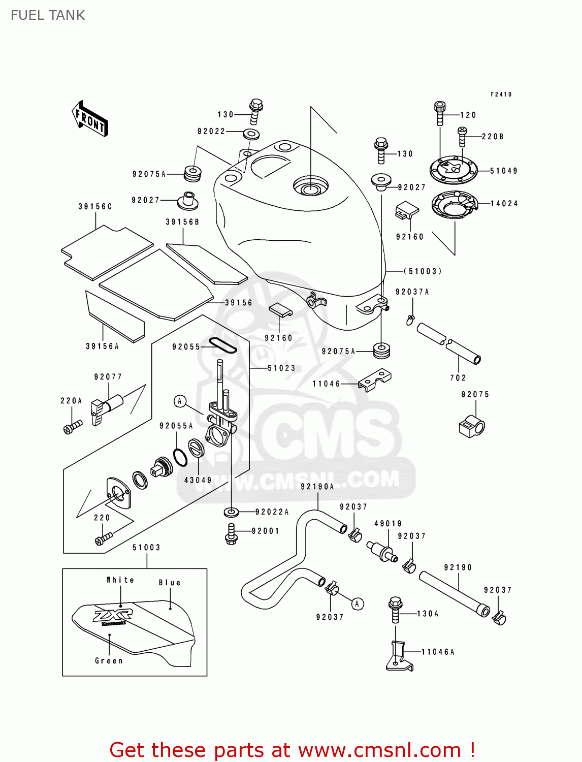 FUEL TANK ZX400H2 ZXR400 1990 EUROPE FR AR IT