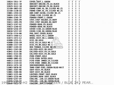 1990 ZX400-H2     DZ LIME GREEN / BLUE 24 / PEARL ALPINE WHI - ZX400H2 ZXR400 1990 EUROPE FR AR IT