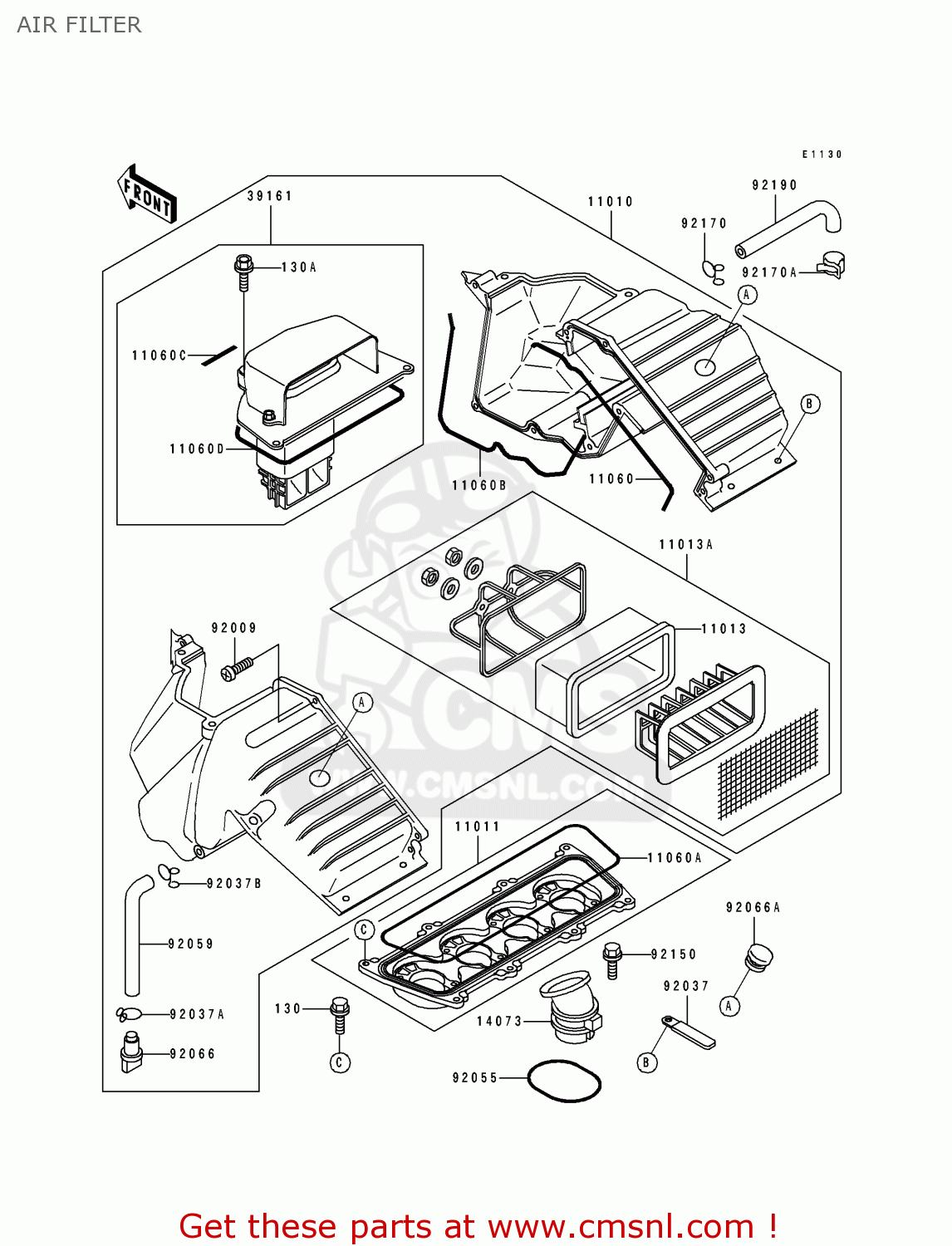 AIR FILTER ZX400L1 ZXR400 1991 EUROPE UK FR AR FG GR IT NR