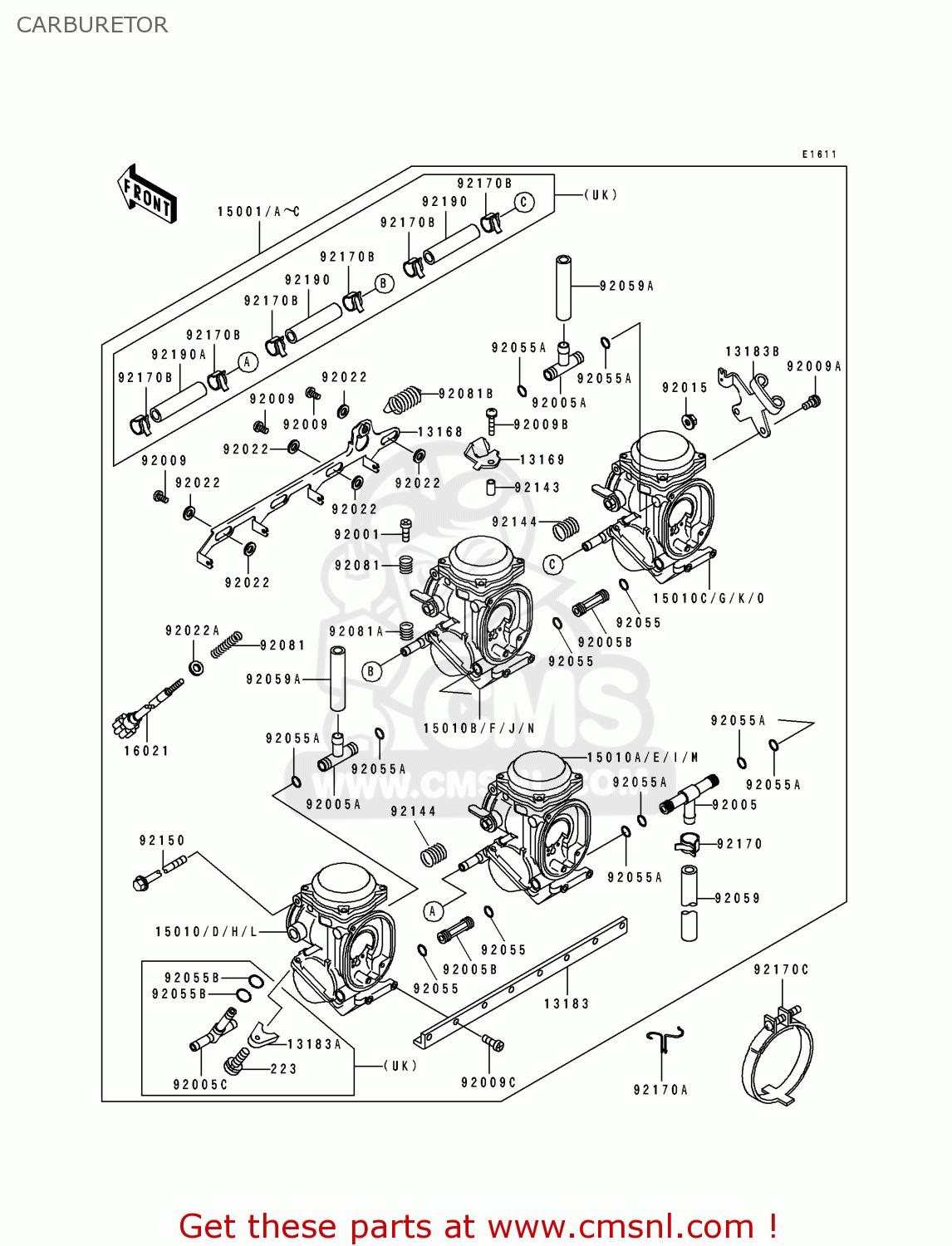 CARBURETOR ZX400L1 ZXR400 1991 EUROPE UK FR AR FG GR IT NR