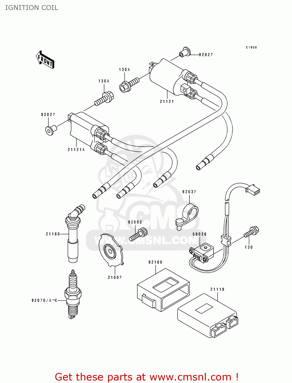IGNITION COIL ZX400L1 ZXR400 1991 EUROPE UK FR AR FG GR IT NR