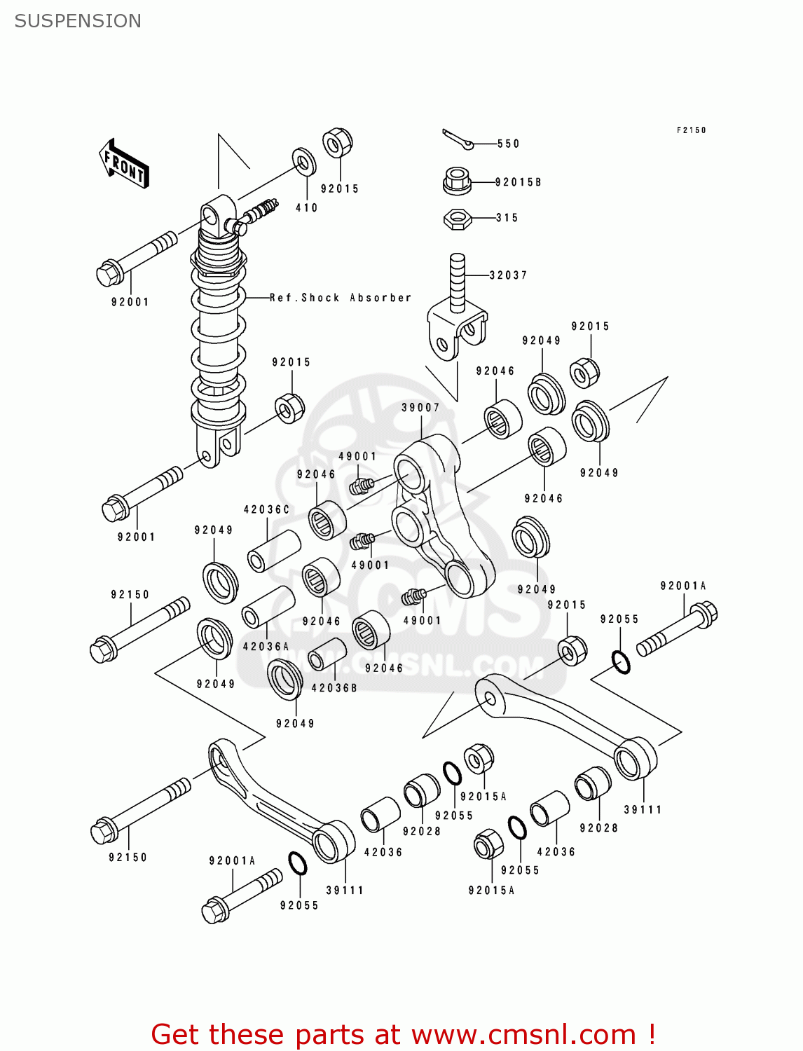 SUSPENSION ZX400L1 ZXR400 1991 EUROPE UK FR AR FG GR IT NR