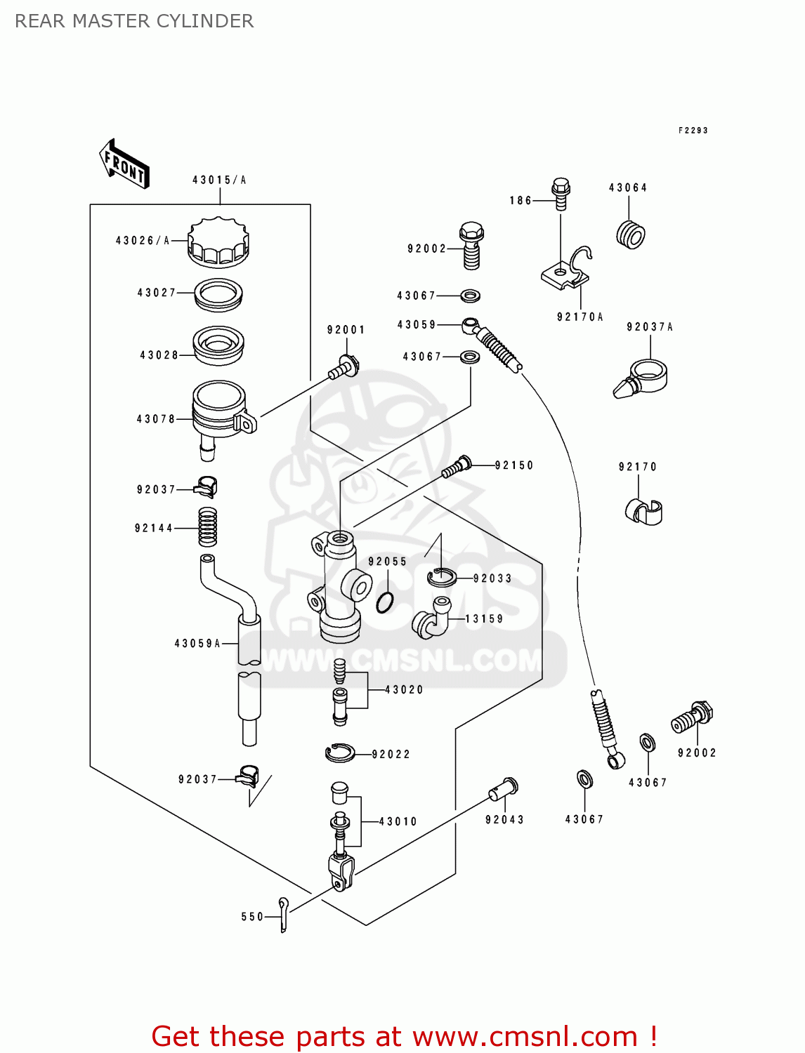 REAR MASTER CYLINDER ZX400L1 ZXR400 1991 EUROPE UK FR AR FG GR IT NR
